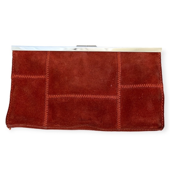 Banana Republic Handbags - BANANA Republic rust suede clutch with magnetic clip closure